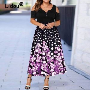 Plus size Dresses Plus Size Summer Women Clothing Elegant Sleeveless Milk Silk Fabric Midi Dress Ladies Harajuku Fashion Vintage Printed Dresses 230209