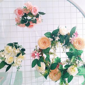 Party Decoration Artificial Wreath Rose Wedding Arch Flower DIY Home Curtain Living Room Pendant Wall Decor Christmas Garland GiftParty