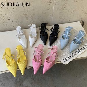 Toe New Spring Sandals pekade 2024 Woomen Suojialun Sandal Shoes Fashion Ankle Strap Ladies Elegant Slingback Thin Low Heel Dress Pumps T230208 438