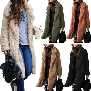 Frauen Pelz Faux Mantel Strickjacke Herbst Winter Frauen Warme Damen Mantel Plüsch Jacke Weibliche Lange OutwearWomen's