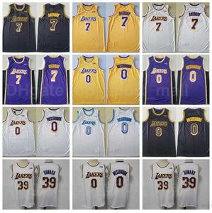 Maglia da basket da uomo Russell Westbrook 0 Carmelo 7 Dwight Howard 39 Colore della squadra Nero Giallo Bianco Viola Trasferta Puro cotone Traspirante Buona qualità