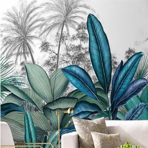 Tapety Dostosowane 3D Mural Tapeta American Country Retro Banana Leaf Południowo -Wschodnie Azji Tropikalne las