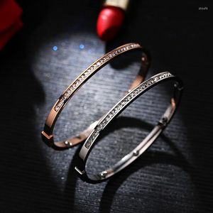 Bangle YUN RUO Fashion Brand Jewelry Gold Silver Color Luxury Full Zircon CZ Lover Cuff 316L Stainless Steel For Woman Not Fade