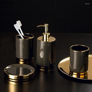 Bath Accessory Set Ceramic Wash Kit Bathroom 4-piece Soap Dispenser And Mouthwash Cup Dish Nordic Style Home Accessories