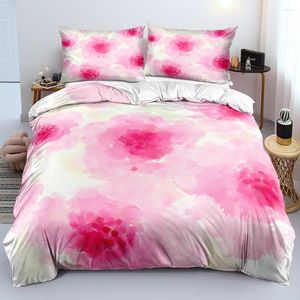 Sängkläder sätter 3D -designblommor quilt/tröskel täcker örngott sängkläder set täcke täckning 140x200 size rosa hem texitle