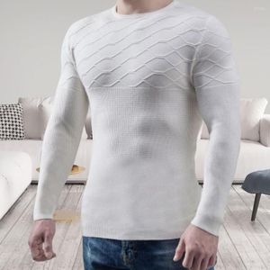 Herr t -skjortor män tröja fast färg elastisk stretchig vinter casual rund hals smal pullover långa ärmar höstkläder