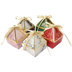 Gift Wrap 25/50Pcs Bronzed Tower Candy Box Gemston Wedding Favor Packaging With Ribbon Birthday Christmas Party SuppliesGift