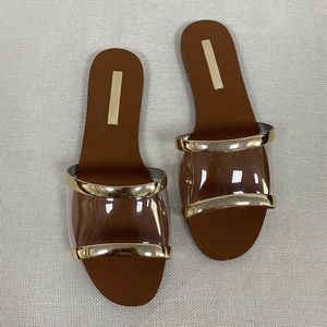 Summer Nowe kobiety na świeżym powietrzu na płasko-dany wygodne buty plażowe mody przezroczyste sandały żeńskie slajdy t230208 6c61f