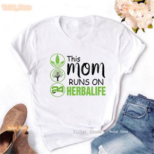 Camisetas Femininas This Mom Runs On Herbalife Graphic Print Tshirt Roupas Femininas 2023 Life Shirt Femme Harajuku Summer Tops Tee