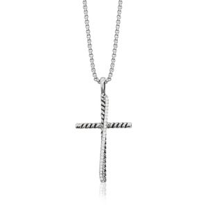 Cross Pendant Necklace Rhinestone Long Chain Necklace for Women Men Hip Hop Fashion Jewelry