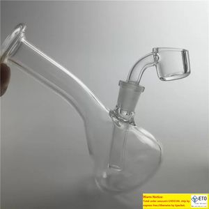 Mini glass oil rig water bong with banger quartz domeless nail 3mm thick short neck small recycler bongs for smoking