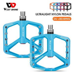 Bike Pedals Bike Pedal Ultralight DU Bearing Bicycle Platform Flat Nylon Pedals for Road Mountain BMX MTB 9/16" Bicycle Parts Accessories 0208