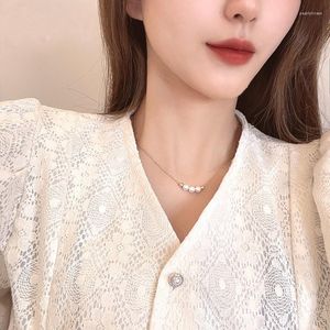 Chains Huge Bud Korean 14K Real Gold Pearl Necklace Copper Elegant Simple Design Choker For Women Girl Kolye Luxurious Jewelry Gift