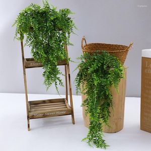 Kwiaty dekoracyjne 2PCS 90 cm Perch Fern Liście wiszące sztuczne rośliny plastikowy liść trawy pokój domowy dom weselny Ściana