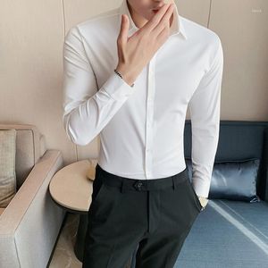 Herren-Freizeithemden, Eisseidenstoff, elastisches Herren-Langarmhemd, modische, luxuriöse Herren-Business-Bluse, trendige, stilvolle Kleidung