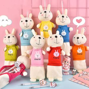 Torby ołówkowe Kawaii Plush Rabbit Pencil Case for Girl