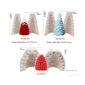 Cake Tools 3D Christmas Tree Pine Cone Sile Candle Mold Soap Clay Making Diy Decor 201023 Drop Delivery Home Garden Kitchen Dining B Dhxpg