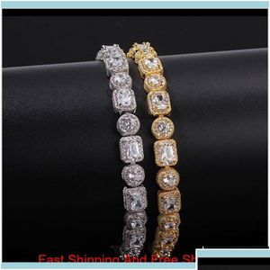 Bracciali Tennis Jewelrymen Quadrato Rotondo Diamanti Misti Bling Tenns Bracciale Oro Sier 8Inch 8Mm Simate Dimonds Bangles Braceles R0V Dhrde