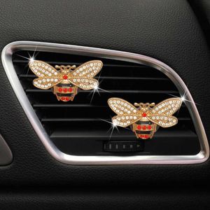 Decorations Alloy Color Diamond Bee Outlet Clip Air Freshener Car Perfume Cute Auto Interior Accessories 0209