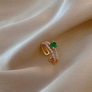 Cluster Rings Green Cubic Zirconia For Women Girls Simple Fashion Party Wedding Female Finger Jewelry Valentines Gift