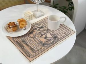 Klassische Tischset-Pads für Beschilderungen, Beschilderung, neues Design, bedruckter Leinenstoff mit Quasten, Matten-Pad mit 9 Mustern für Dinnerpartys, Zuhause, Hotel, Café, Tischdekoration und Geschenke