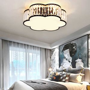 Luzes de teto LED modernas Decoração de sala de estar de cristal de ouro criativo Lâmpada de flores pretas para quarto Sala de jantar de cozinha 0209