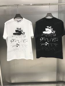 Xinxinbuy Men Designer Tee Tシャツ23SSコンサートグラフィティフラワープリント短袖コットン女性ホワイトブラックレッドグリーンS-2xl