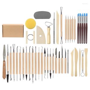 Professionella handverktyg Set AYHF-45 PCS Clay Carving Set Lämplig för nybörjare Hantverk Trähandtagsmodelleringsverktyg