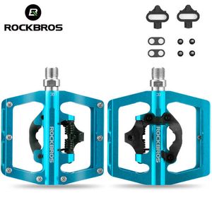 Pedały rowerowe Rockbros 2 w 1 Pedal Rower Lock Cycling Piełosy Pedals z systemem SPD Aluminium Aluminiowe przeciwpoślizgowe uszczelnione łożyska Pedal blokady 0208