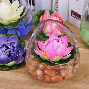 Decorative Flowers Modern Stylish Artificial Flower Lotus Suit Tabletop Potted Set The Glass Vase Indoor Greenery Wedding Decoration