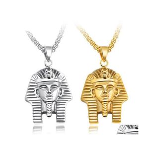 Naszyjniki wiszącej mężczyźni Naszyjnik hip -hopowy stal nierdzewna egipska faraon łańcuch głowy punkowy biżuteria upuszczenie wisie