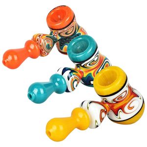 Colorful Wig Wag Pyrex Thick Glass Pipes Dry Herb Tobacco Bubbler Spoon Bowl Filter Oil Rigs Handpipes Handmade Portable Bong Smoking Cigarette Holder Tube DHL