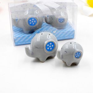 Party Favor Wholesale Blue Pink Ceramic Elephant Salt and Pepper Shakers Baby Showers Favors Dopgåvor för Boy Girl W8772