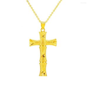 Pendant Necklaces Trendy Jesus Cross Charm For Women 2023 Goth Jewelry 24K Gold Color 18 Inch Chokers Chain Accessories