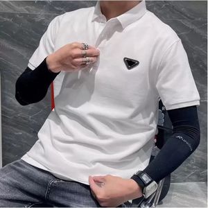 Polo con risvolto bianco nero T-shirt a triangolo T-shirt casual a maniche corte dal design di lusso estivo