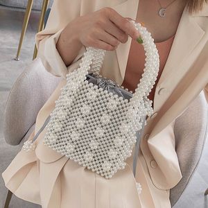 Midjepåse Sweet Pearl Handmased Bag Beaded Evening Clutch Wallet Korean Style Vintage Magic Handbags 230208