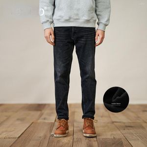 Mäns jeans 2023 Spring bekväm avsmalnande 13 gram fleece liner ankellängd plus storlek denimbyxor