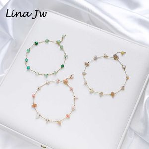 Cadeia de links Bracelete de pedra naturna à mão para mulheres Jóias de jóias Party /Wedding Luxury Gift Manual Work Bangles femme G230208