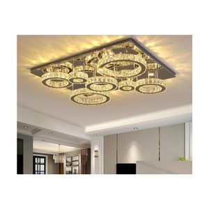 Chandeliers Luxo Sier Sier Light Light Sala de estar moderna Crystal Lights Bedroom Lamps Leds Retures de Drances Drop Deliver