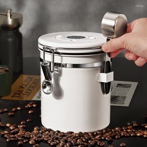 Förvaringsflaskor kaffeböntank container vakuum envägs avgaser rostfritt stål förseglat mjölkpulver te-uppsättning 1.2L/1.5L/1.8L