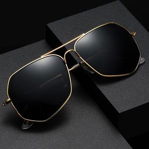 Fashion Double Bridge Sunglasses for Men Designer Polygonal Sun Glasses Metal Frame UV400 Protection Outdoor Mens Driving Shades with cases