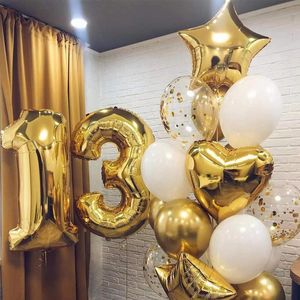 Parti dekorasyon 17 adet altın konfeti balon mutlu yıllar dekorasyonlar düğün aksesuarları ev dekor bebek duş balonları globos