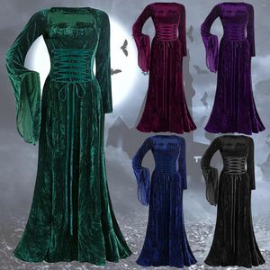 Casual jurken vintage gotische jurk voor vrouwen elegante elven lange middeleeuwse cosplay gewaad vloer lengte vestidos