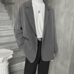 Mens Suits Blazers Men Spring Single Button Loose Pockets Allmatch Trendy Casual Korean Style Retro Ulzzang Chic Tops Harajuku 230209