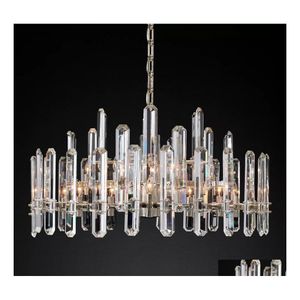 Żyrandole Bonnington Retro okrągła LED K9 Crystal mosiądz Chrom Black Metal Lampa Sypialnia salon Jadalnia LUMINAIRE DEL DHMJK