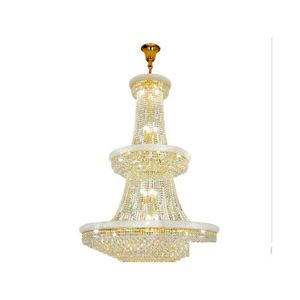 Ljuskronor Golden Crystal Chandelier vardagsrumslampa Modern lyxig stor duplex Building Villa El Lobby Ladder Decoration Drop Del DH2D8