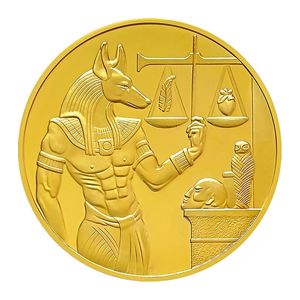 Arti e Mestieri Placcato Oro Egitto Protettore della Morte Anubis Moneta Copia Monete Dio Egiziano Della Morte Collezione di Monete Commemorative Regalo