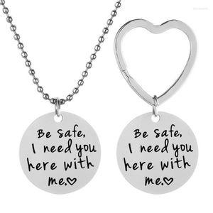 Keychains European And American Stainless Steel Keychain Necklace Be Safe To Family Friends The Christmas Gift DIY Customizable Wholesale Mi