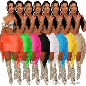 Casual Dresses 8 Color Women Dress Designer Clothing Tassel kjol Bindande personlig sexig ihålig