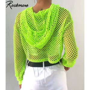 Женская футболка Rockmore Coolie Fulie Tshirt Ladies Neon Green рубашка Необываемая с длинным рукавом топ -топ прозрачная сетчатая уличная одежда 230208
